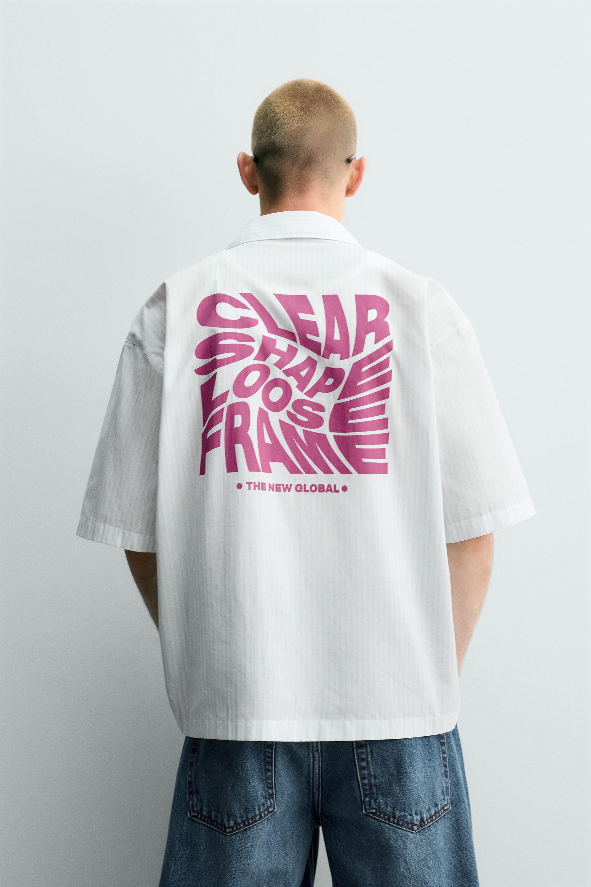 BOXY FIT TEXT PRINT SHIRT
